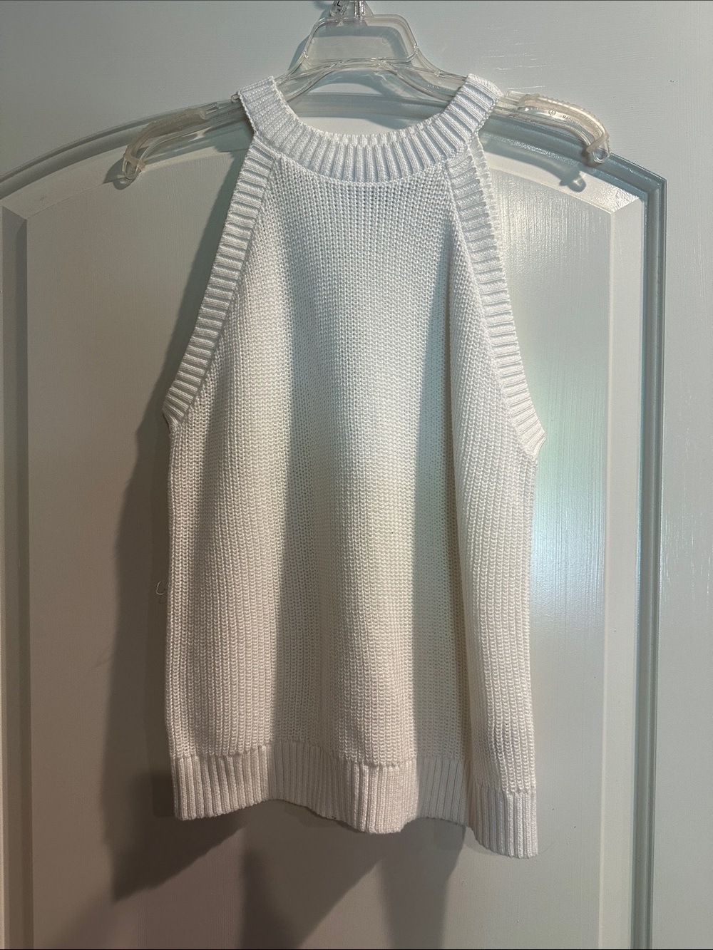 Old Navy White Off-the-Shoulder Halter Knit Sweater